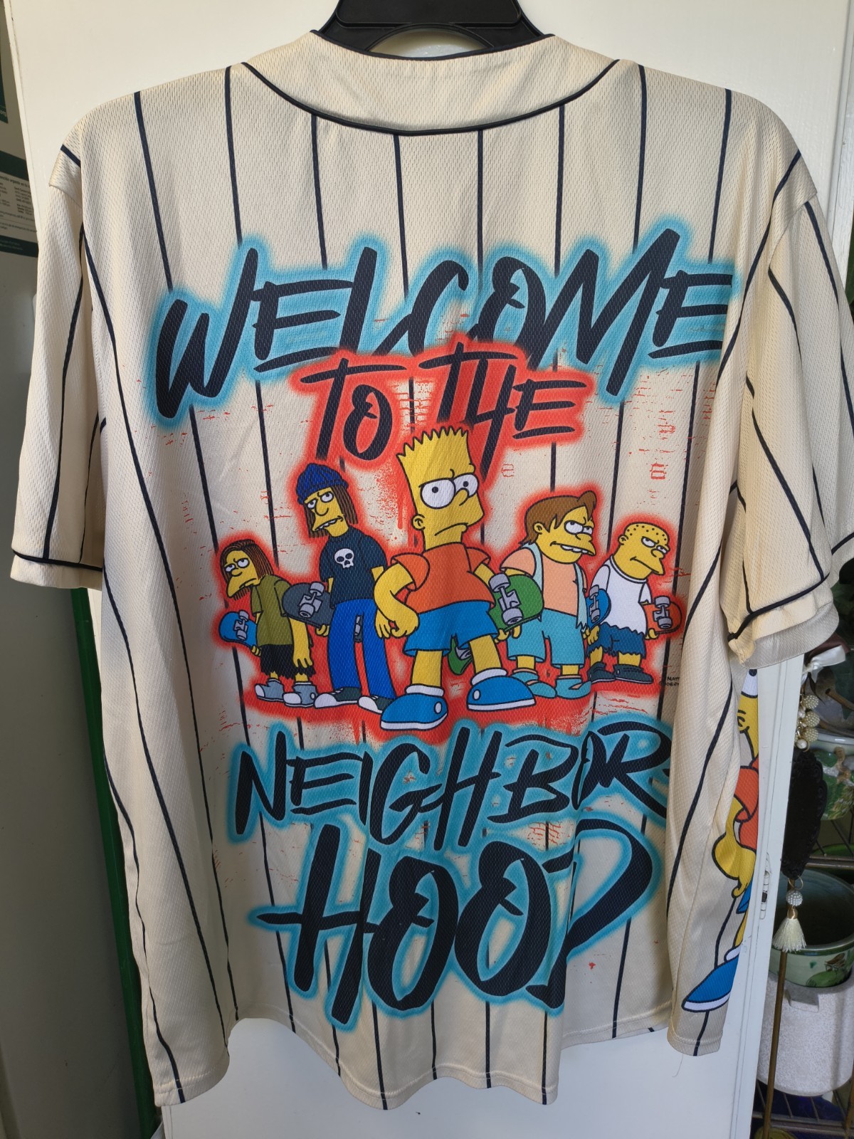 Men's 2X Bart Simpsons Baseball Jersey Welcome to the Hood (Missing Button) gallery