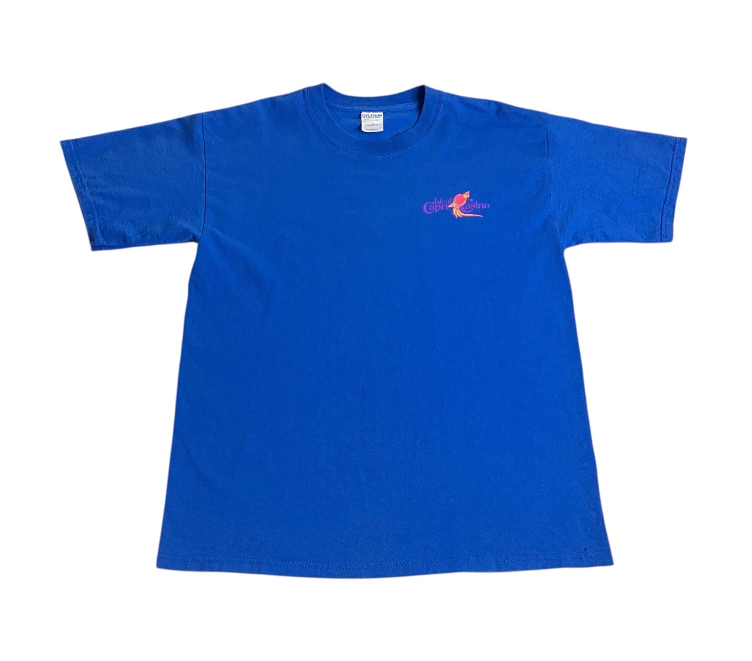 Vintage Y2K Isle Of Capri Casino Shirt Mens L Blue Double Sided Parrot Graphic gallery