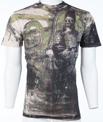 Rare $62 AFFLICTION Sand SERPEANT EMPEROR Short Sleeve Slim Fit Y2K T-shirt NWT