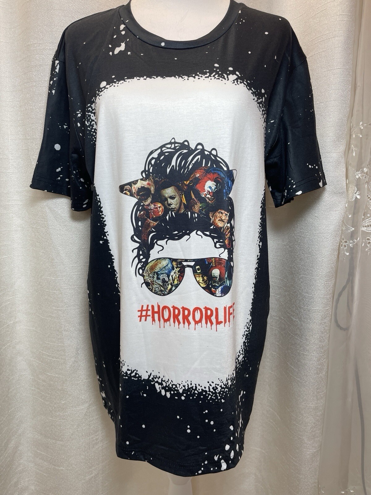 Horror Life Black And White Splash T Shirt Polyester Horror Movie Characters New gallery