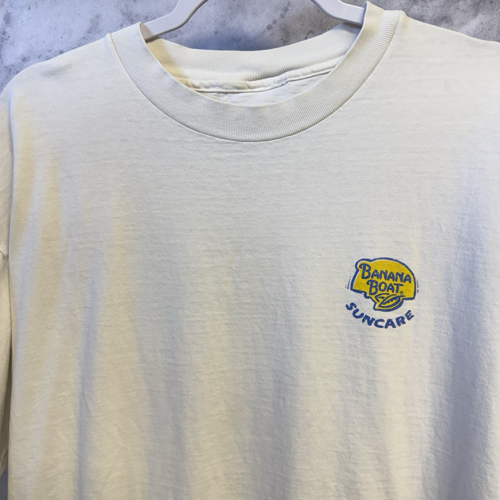 Vintage Banana Boat Sun Screen T Shirt Mens XL 23x27 White Summer Beach gallery