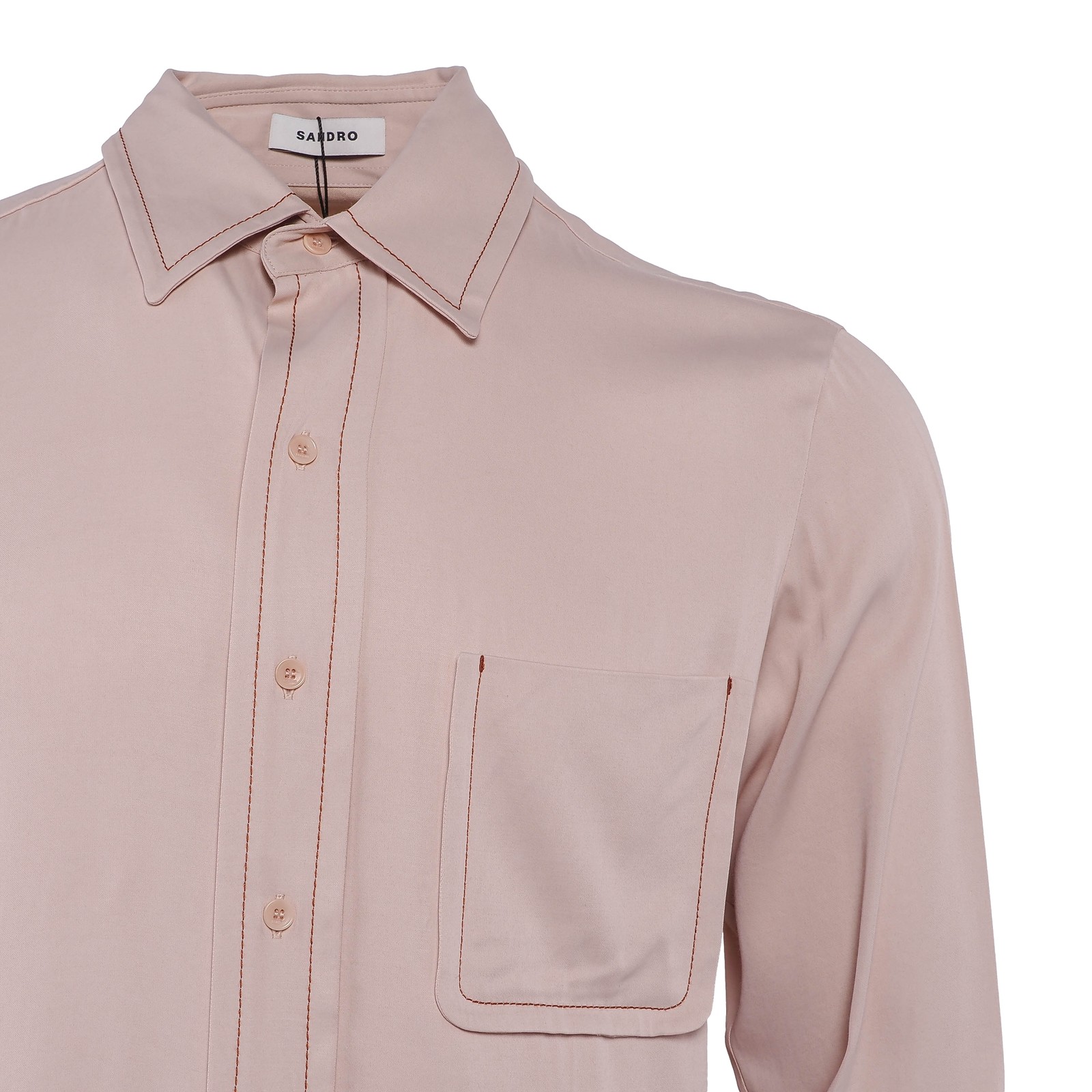 Sandro Paris shirt pink size XS men's long sleeve shirt cotton casual shpcm01031 gallery