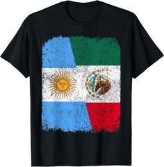 Half Argentinian Half Mexican Flag Heritage Pride Roots T-Shirt