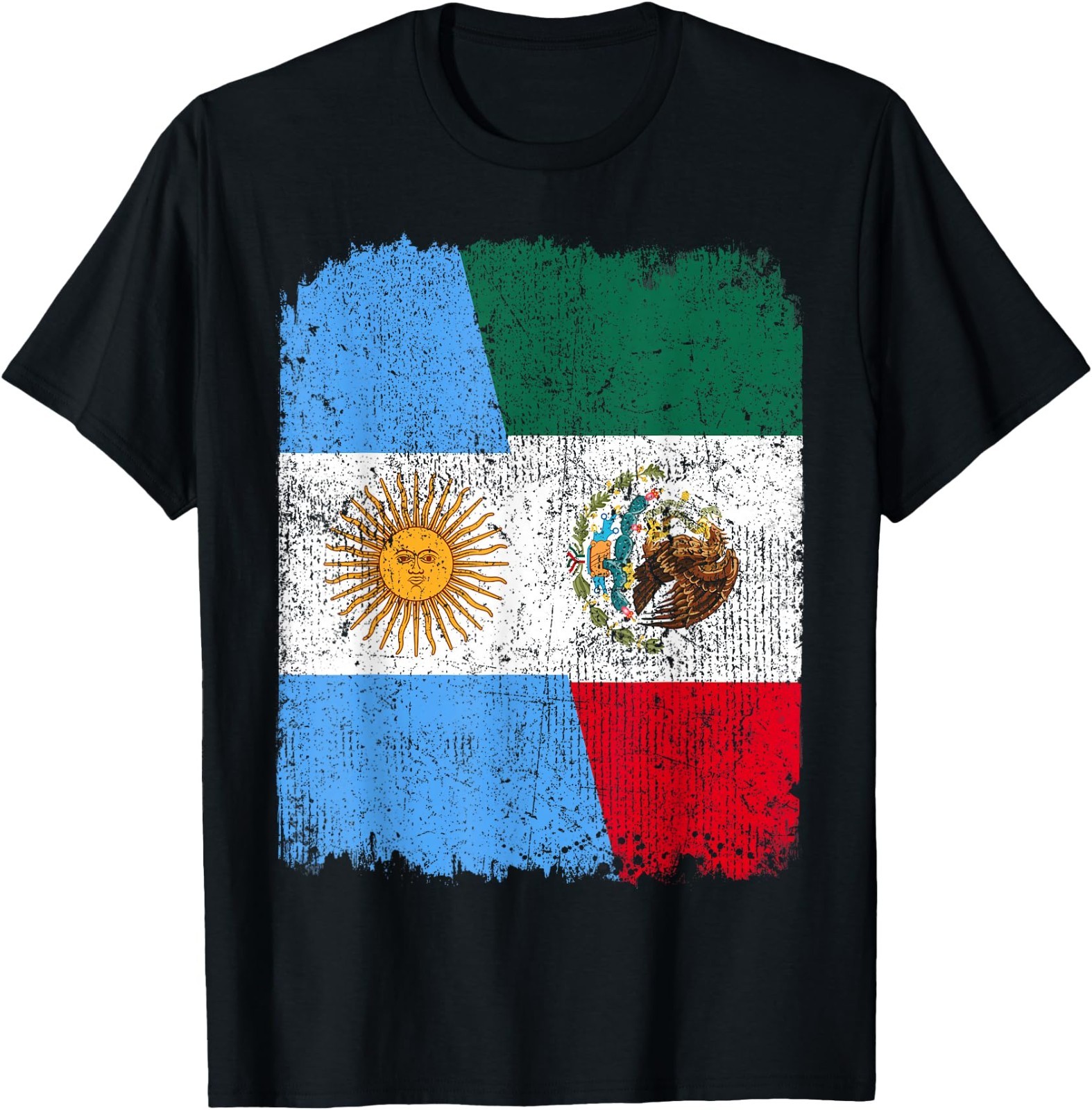 Half Argentinian Half Mexican Flag Heritage Pride Roots T-Shirt