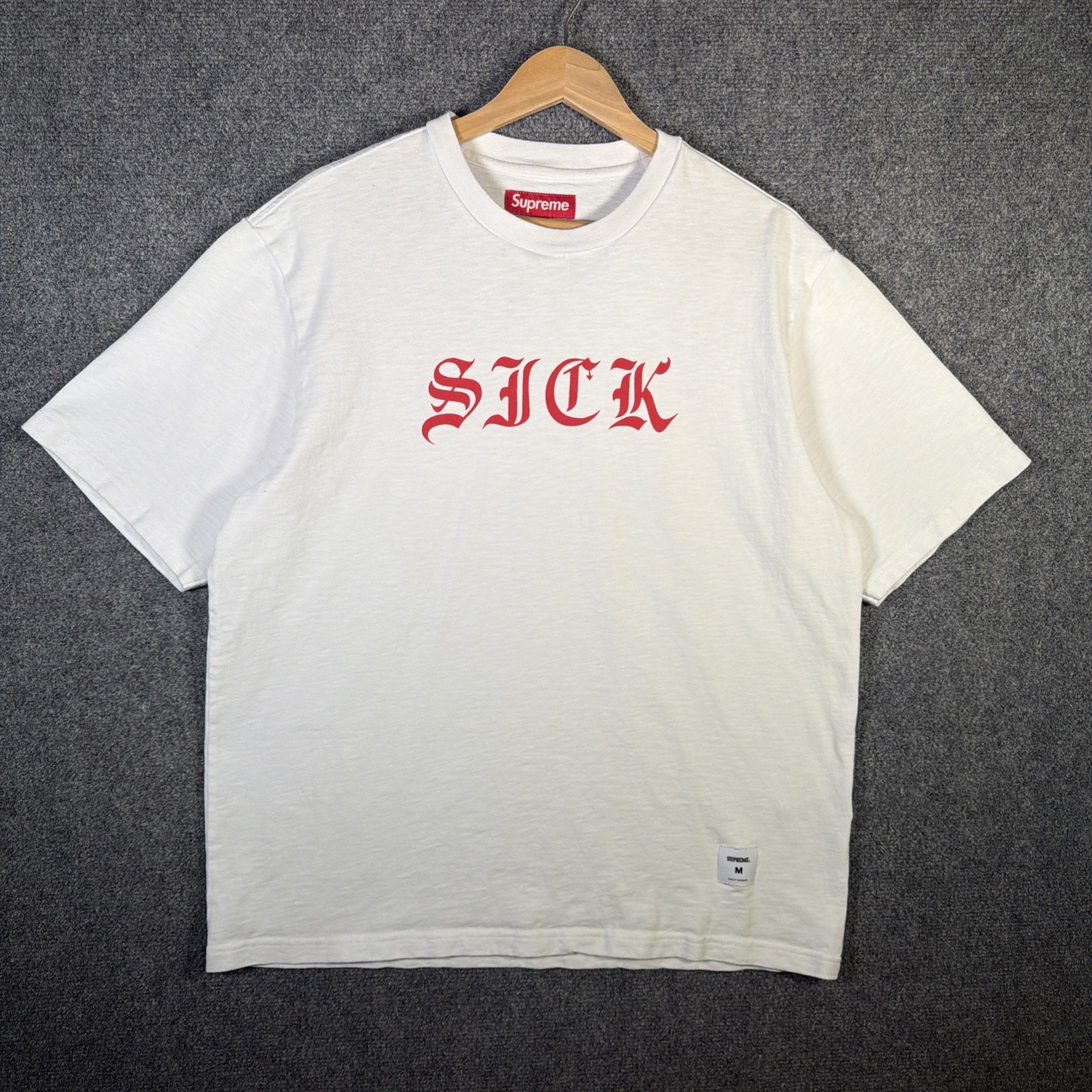 Supreme Shirt Mens Medium White SS24 SICK Logo Spellout Skate Baggy Boxy gallery