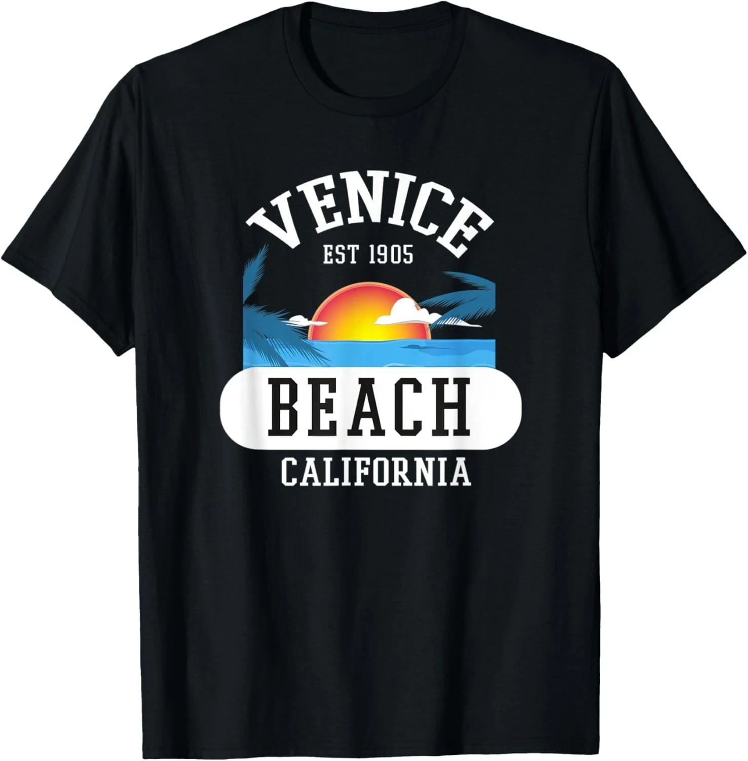 Retro Venice Beach California Graphic Design Novelty Art T-Shirt