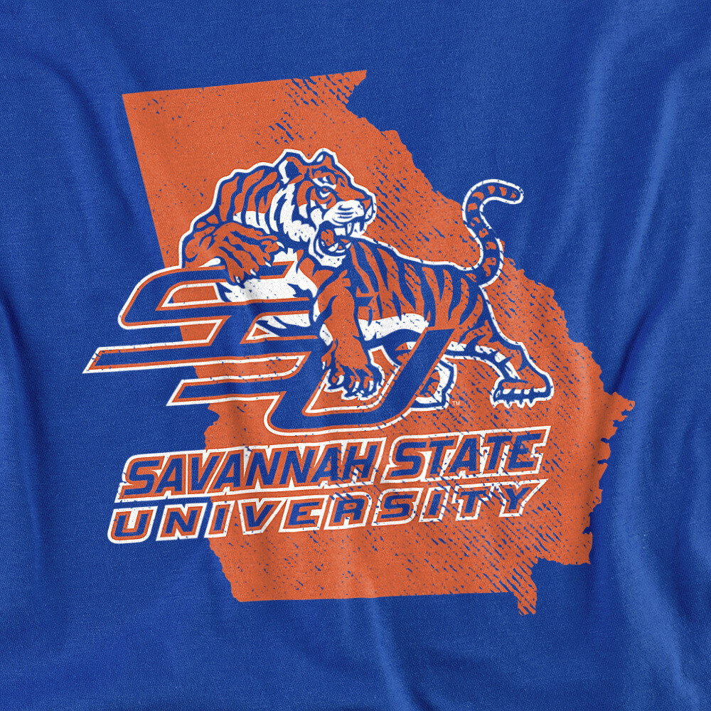 Savannah State University Adult T-Shirt State Shape, Royal Blue, S-5XL gallery