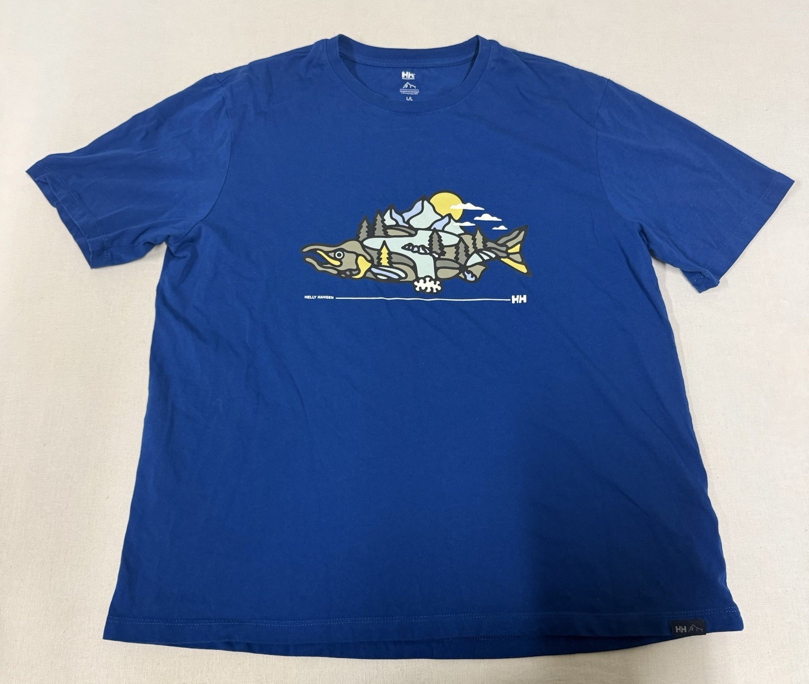Helly Hansen F2F Organic Cotton T-Shirt Mens L Graphic Fish 185