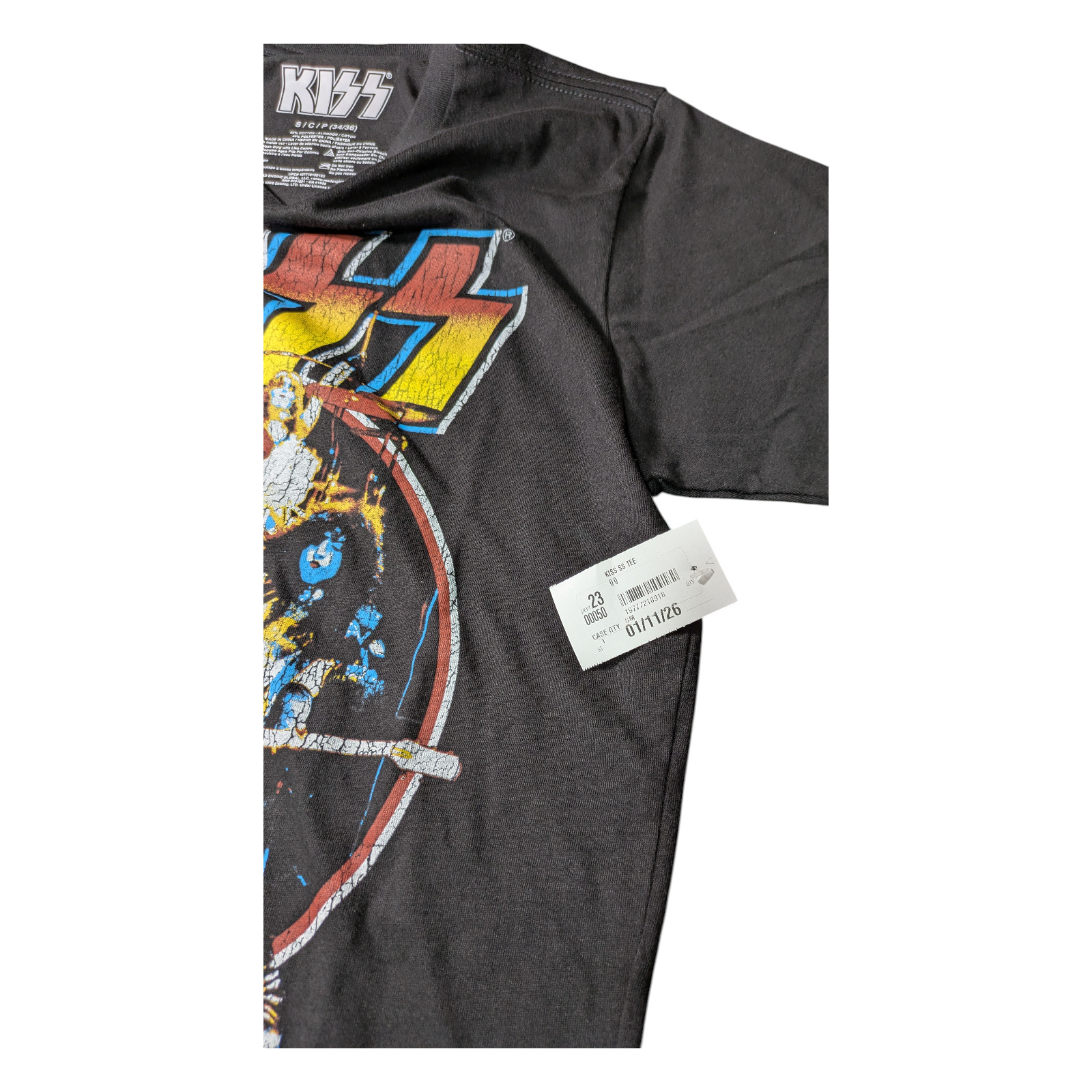 KISS-Music Band T-shirt - Size Small 34-36 - Black - Graphic - "Alive in 75" NWT gallery