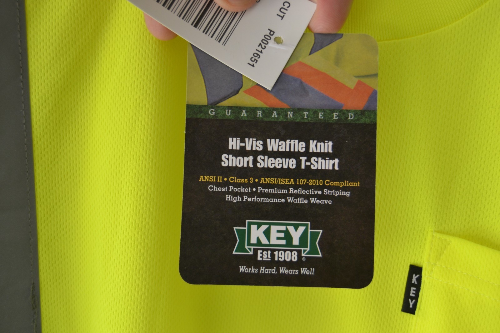 Key Apparel ANSI II Class 3 Hi-Visibility Pocket T-Shirt Hi-Vis Yellow Sz XLR gallery