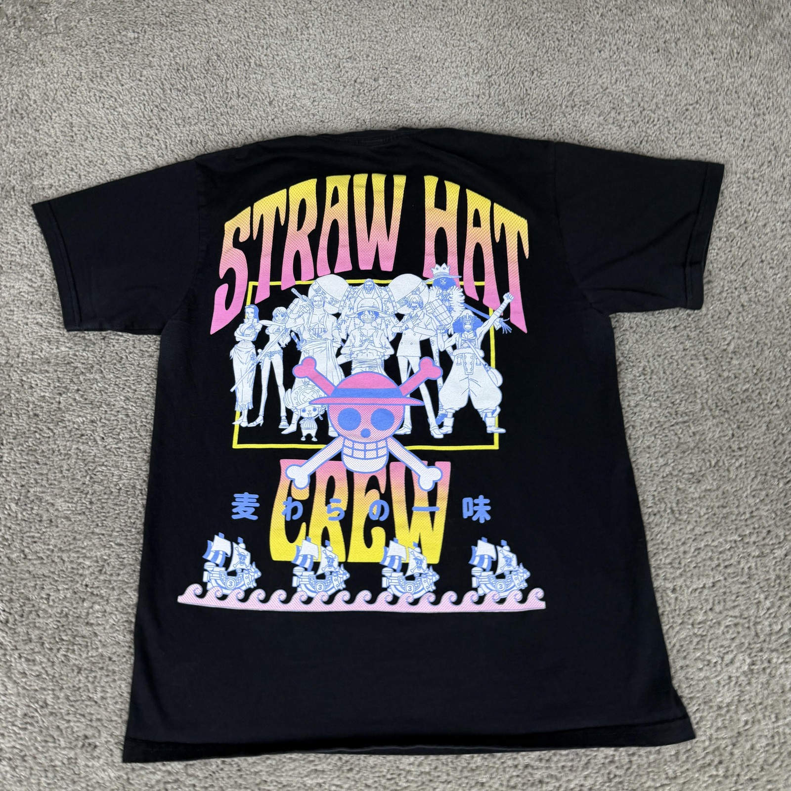 One Piece Straw Hat Crew Shirt Mens Medium Black Graphic Tee Ripple Junction gallery