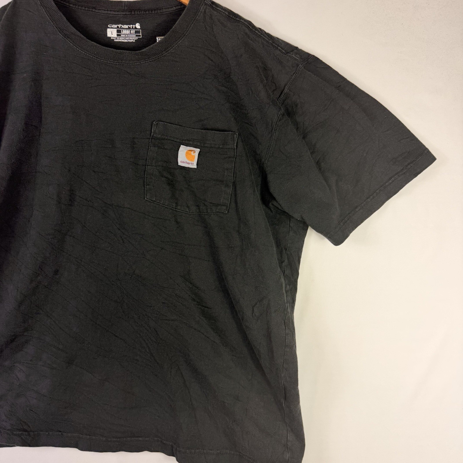 Carhartt T-Shirt Men's Large Loose Fit Black Short Sleeve Pocket Tee 100% Cotton gallery