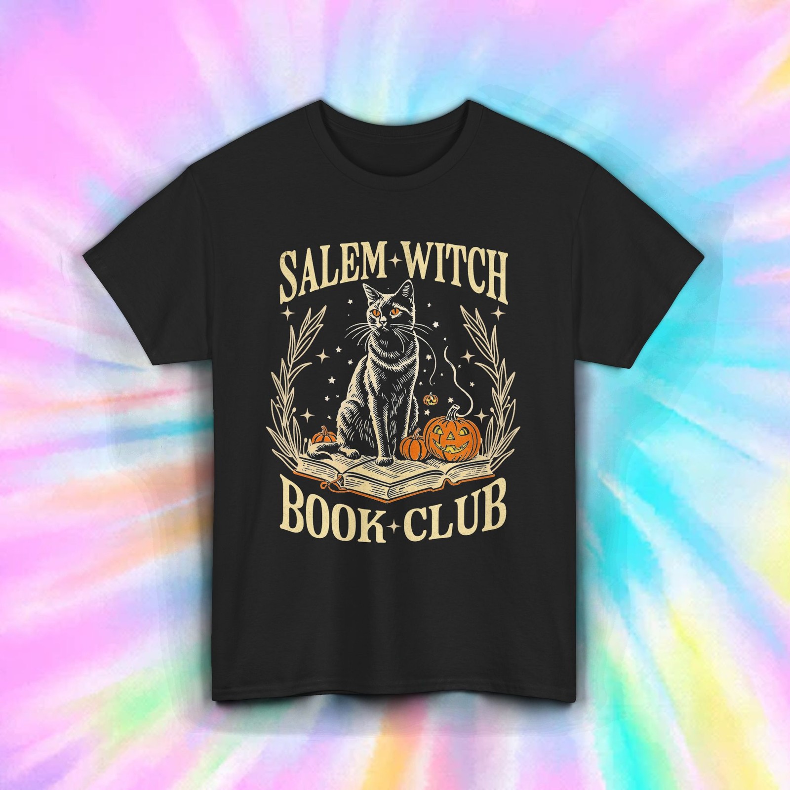 Salem Witch Book Club Shirt Halloween Cat Spell Book Pumpkin Witchy Tee S-5XL