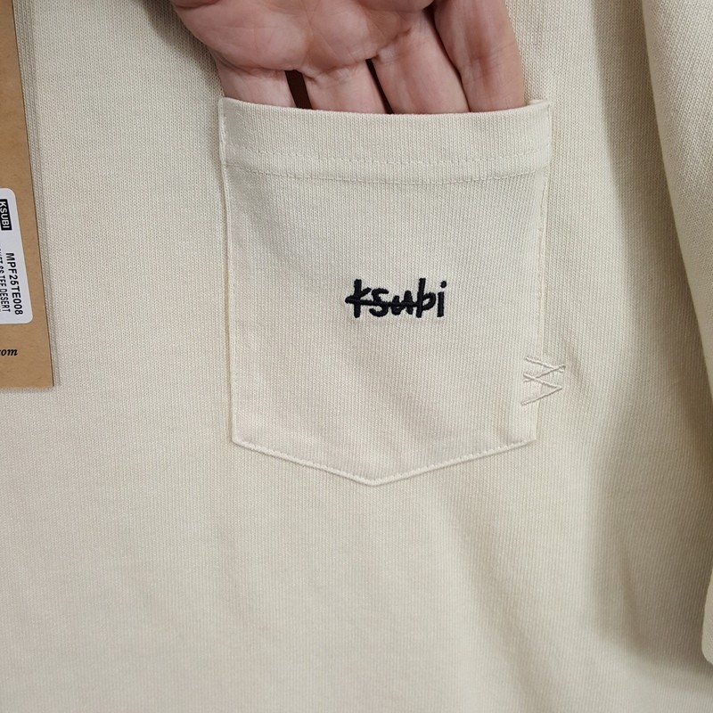 KSUBI Shirt Mens Large Tan Pullover Crew Embroidered Pocket Logo Ekcess Tee gallery