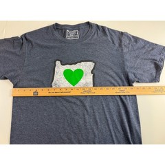 Love Oregon Green Heart Heather Blue Cotton Poly Blend T Shirt Adult Size L