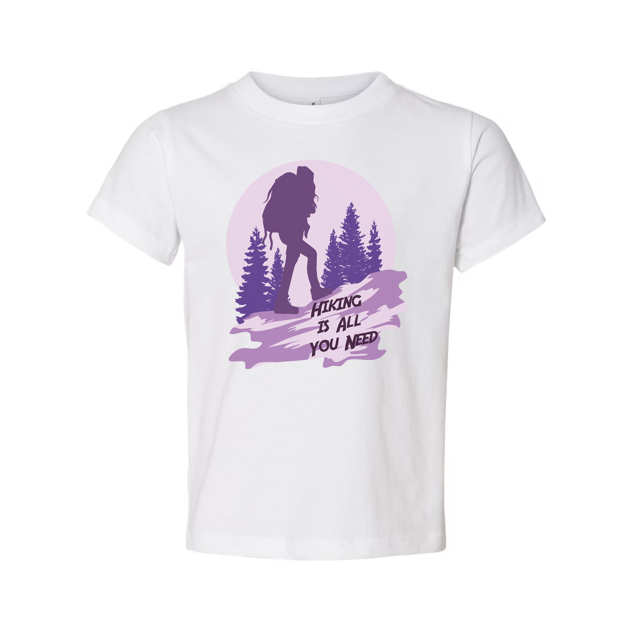 Unisex Hiking Graphic T Shirt With Silhouette Backpacker And Forest Design In Su