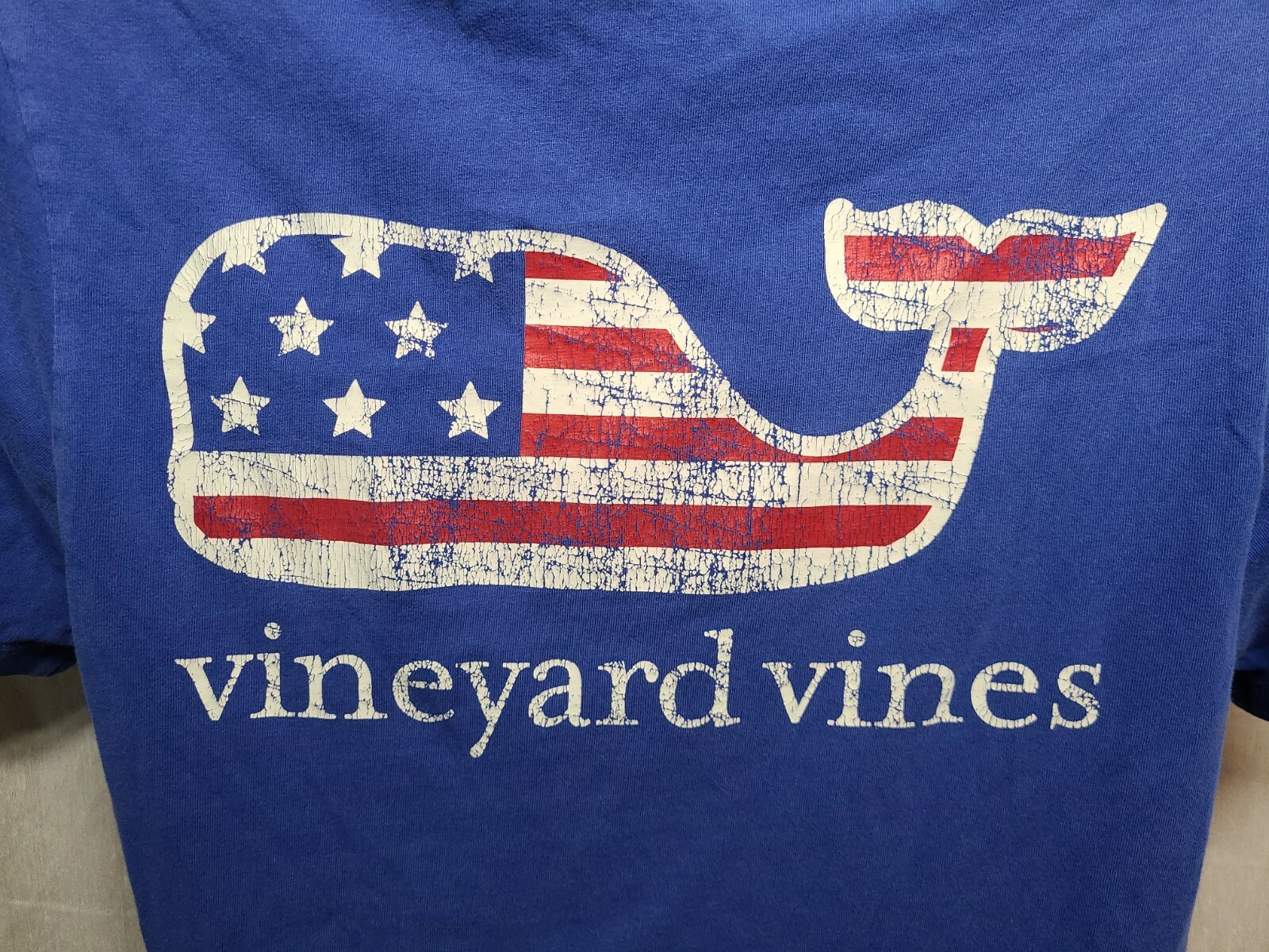 Vineyard Vines American Flag Whale Adult Blue XS TShirt gallery
