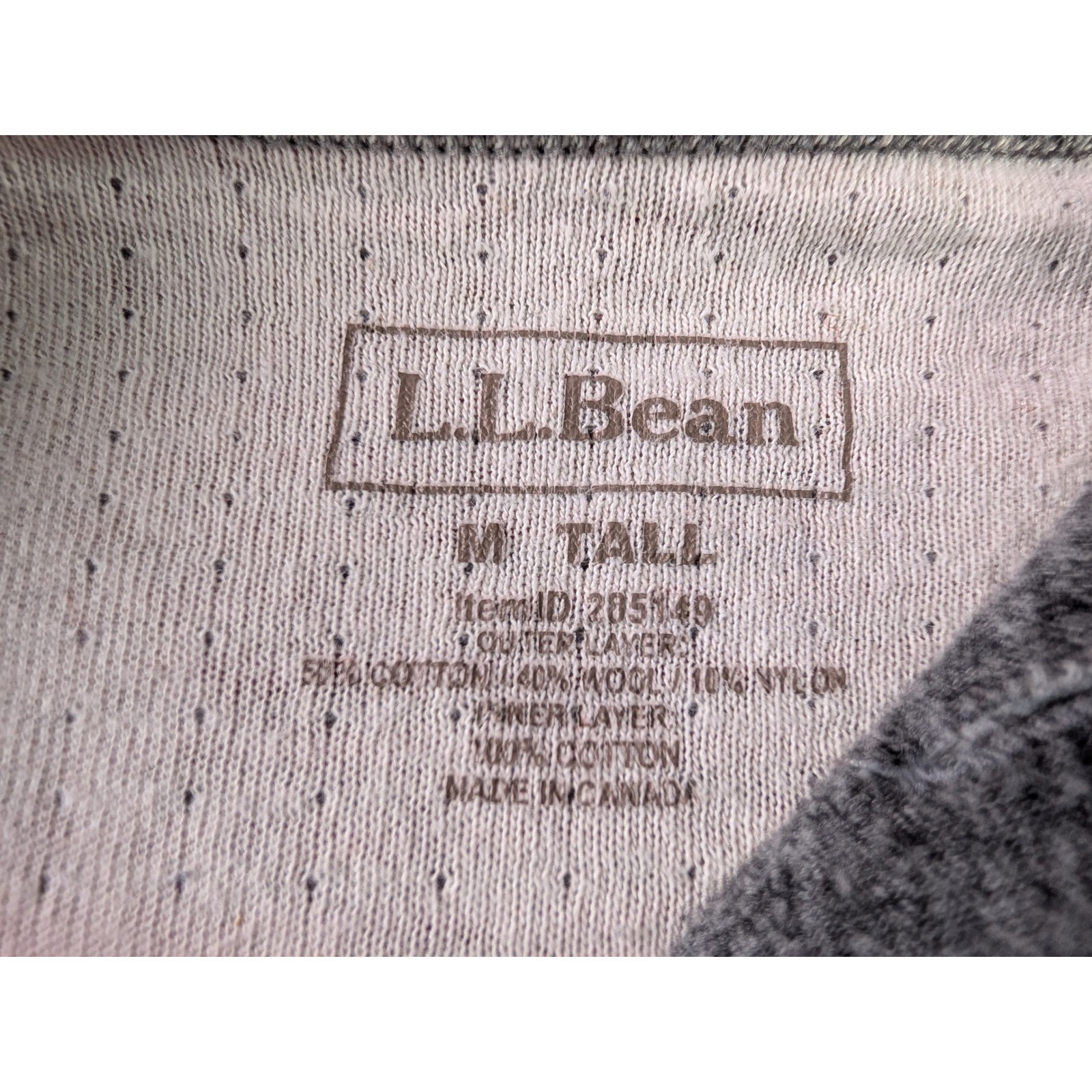 LL Bean Mens Henley Shirt Medium Tall Red Gray Striped Wool Blend 285149 Canada gallery
