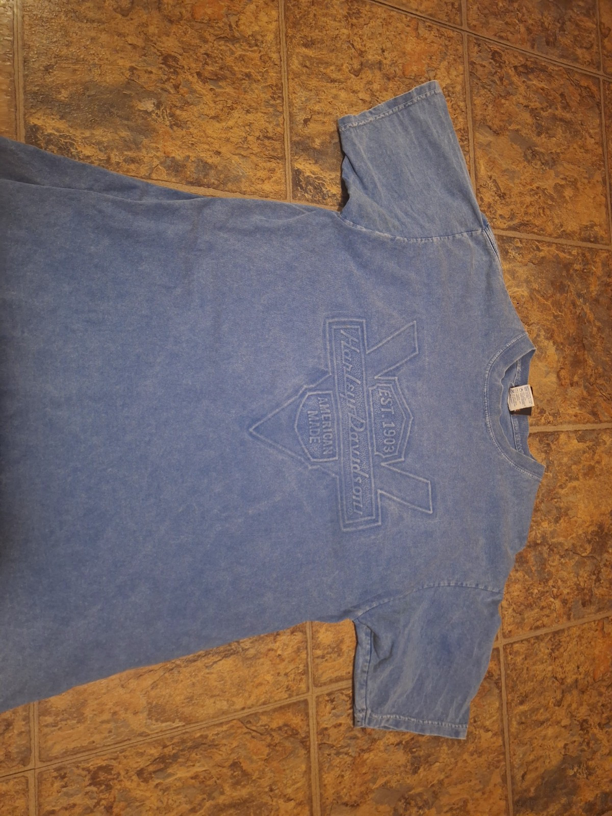 Vintage Harley Davidson Shirt Blue See Measurement Tucson Motorcycle Men L 90s