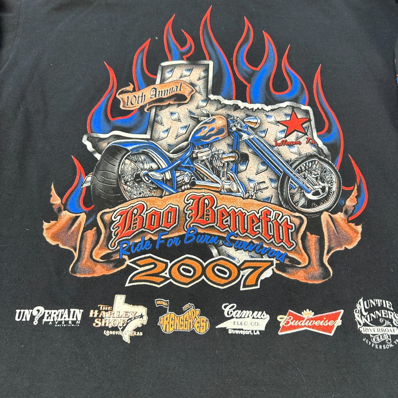 2007 Boo Run biker Rally Anvil Pre-Shrunk Pullover Shirt Long Sleeve Size L gallery