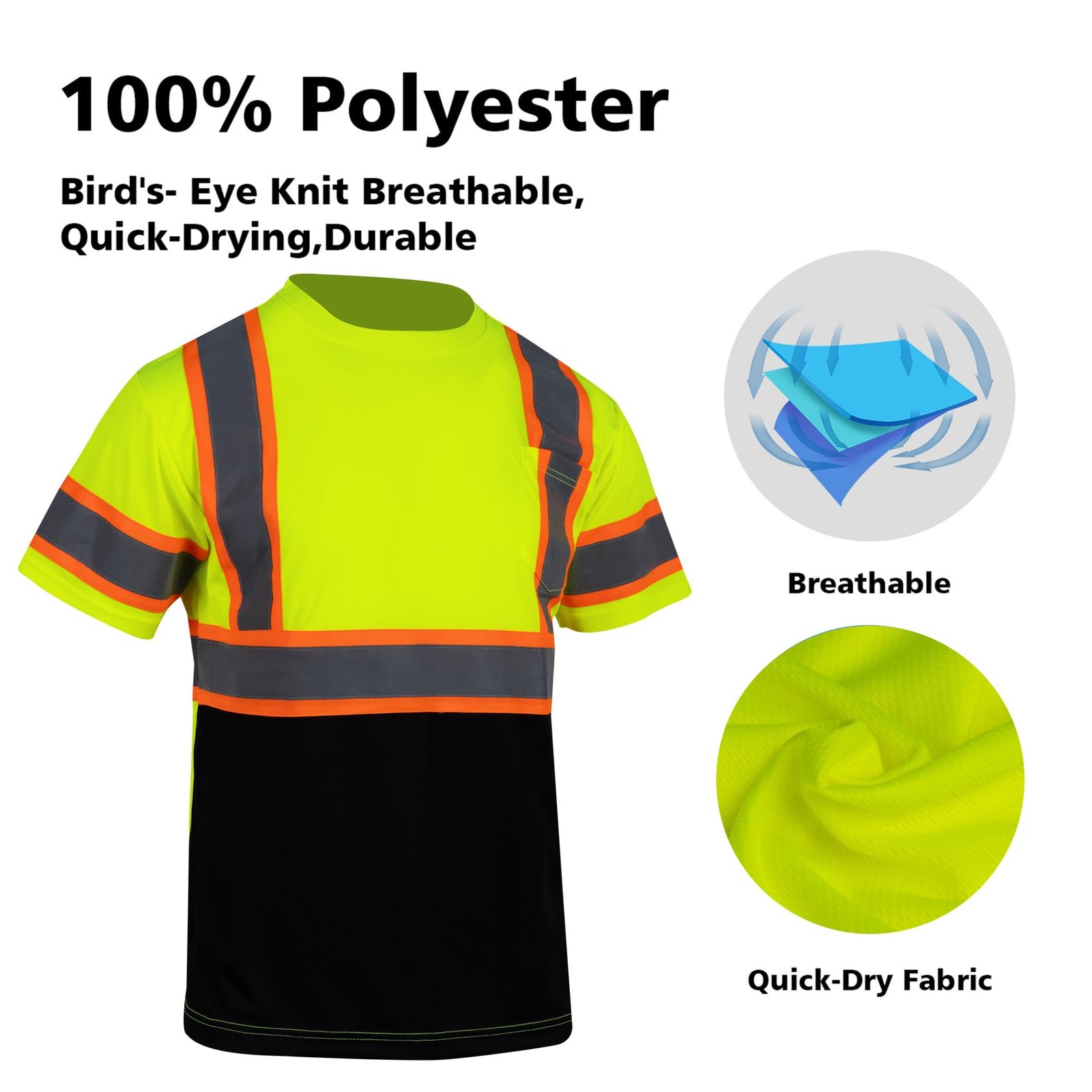 Hi Vis Reflective Safety Shirts for Men ANSI Class 3 High Visibility Construc... gallery