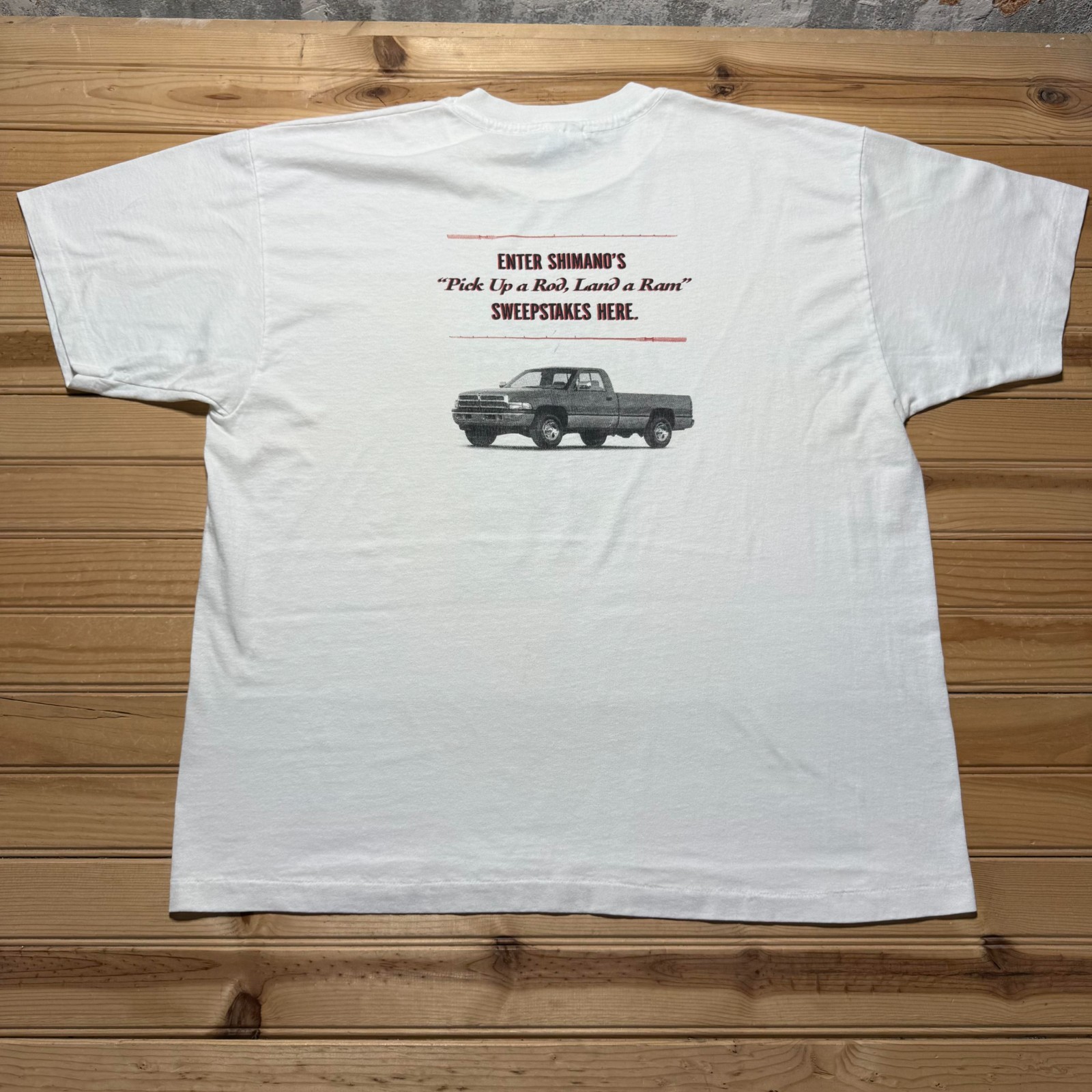 Vintage 90s Hanes Shimano Fishing Pick Up Truck Promo Graphic T-Shirt USA - XL gallery