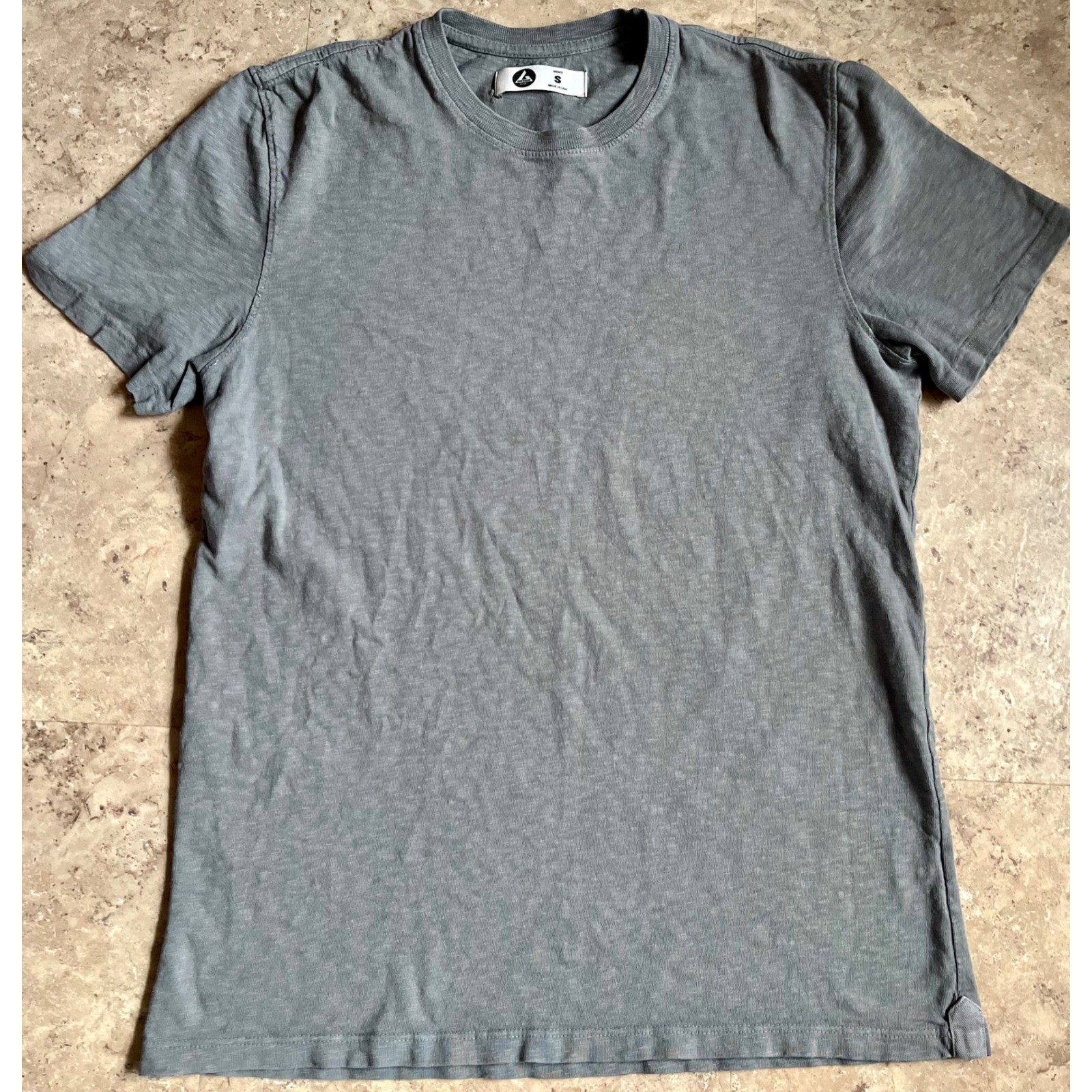 American Giant Mens Cotton Slub Crew Neck T-Shirt Gray Short Sleeve Small USA gallery