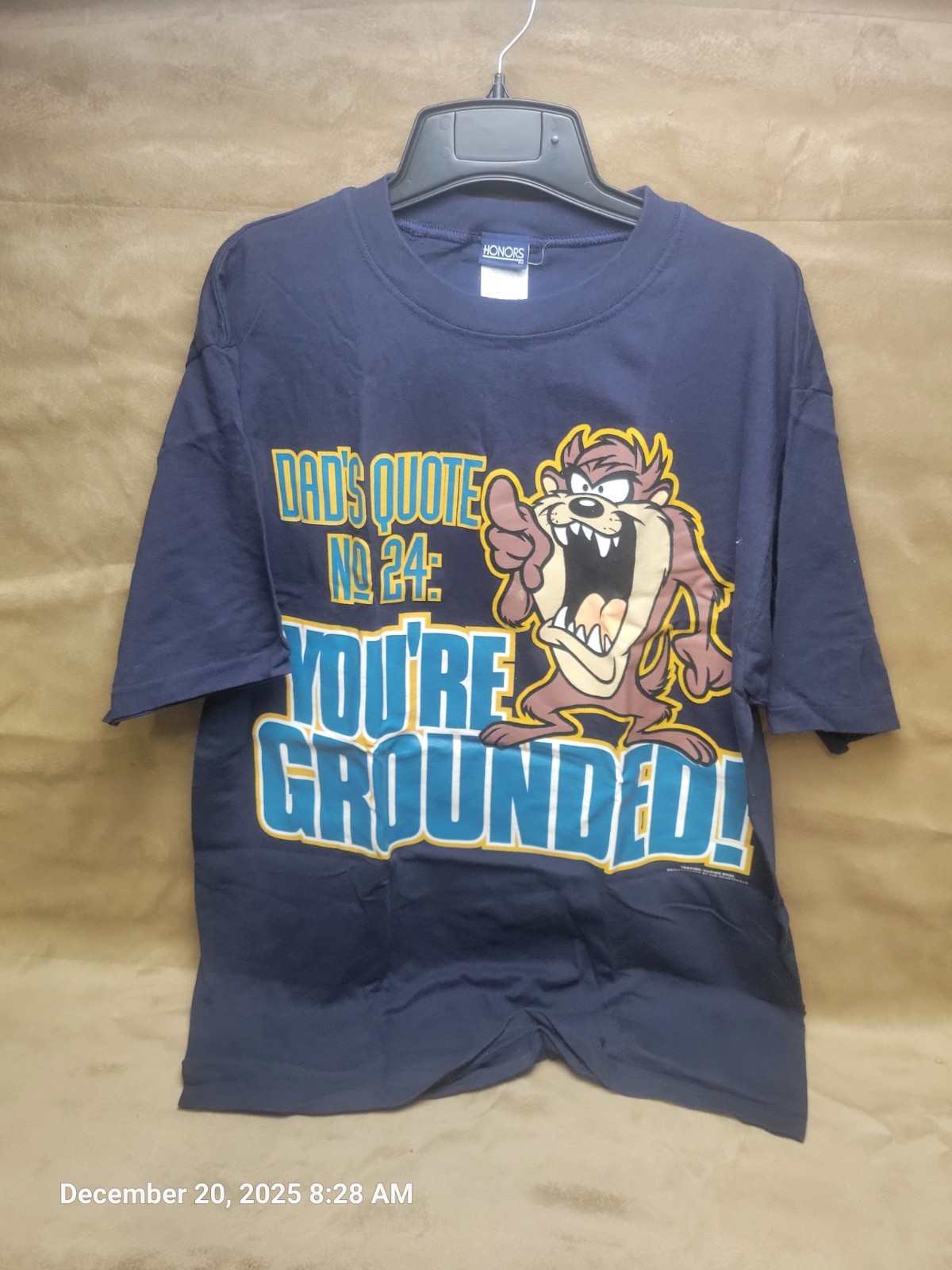 Vintage Tazmanian Dev Dad Joke T-Shirt “Dad’s Quote No 24 You’re Grounded” Large gallery