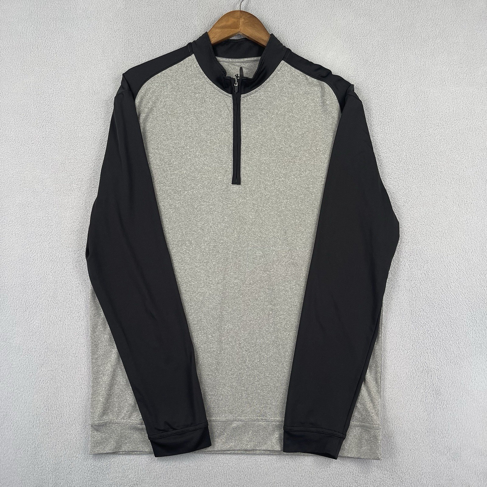 Johnnie O 1/4 Zip Sweater Shirt Mens Large Gray Black Solid Prep Formance Golf