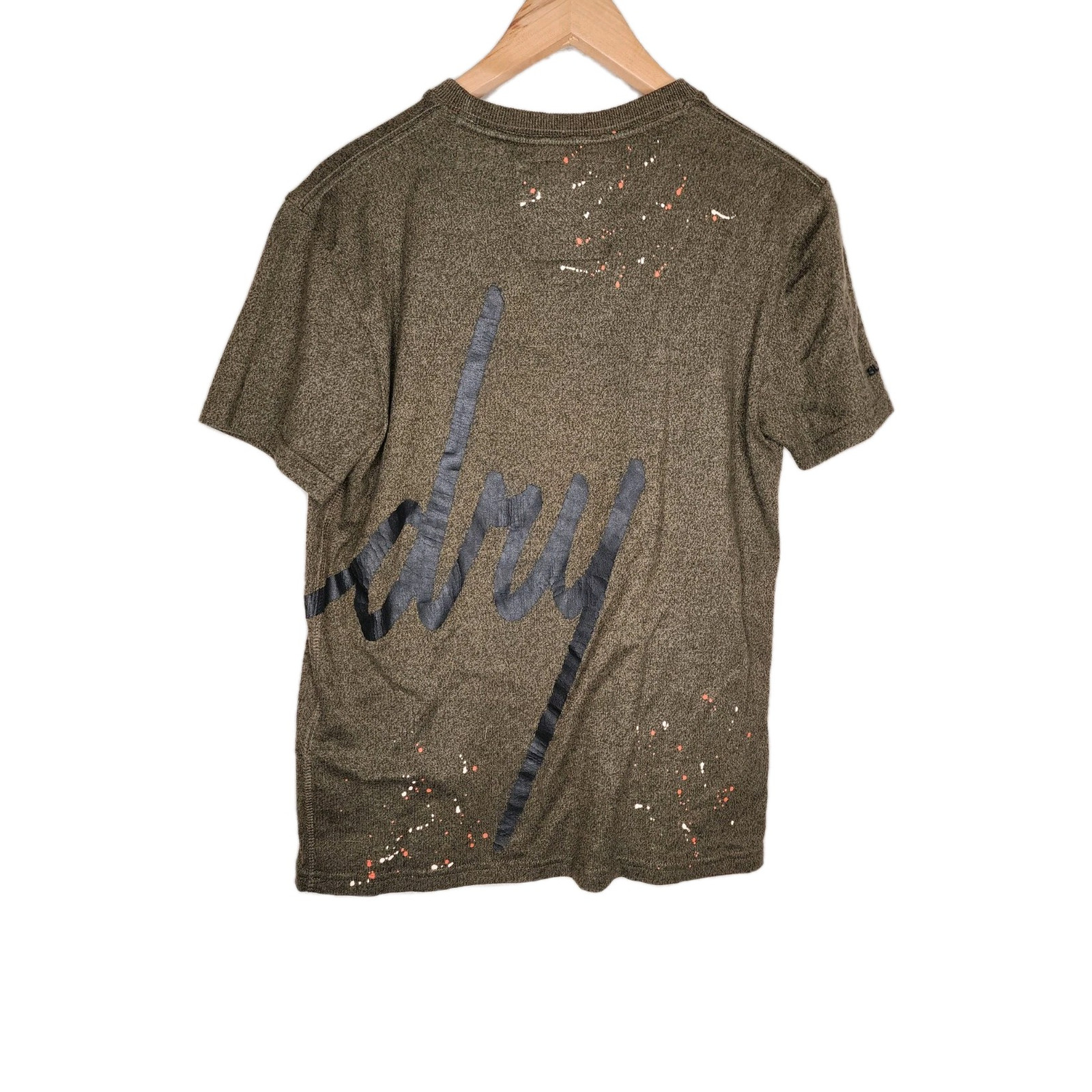 Superdry Cursive Logo Tee in Black Olive Grit Size M gallery