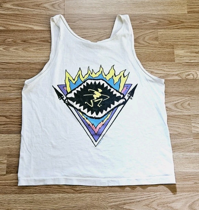 Vintage 90s Ocean Pacific Tank Top OP Surf Shark Beach Men's Size M L gallery