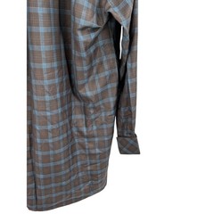 Komplete Apparel Plaid Tunic Shirt Brown Blue Check Longline Kurta Style