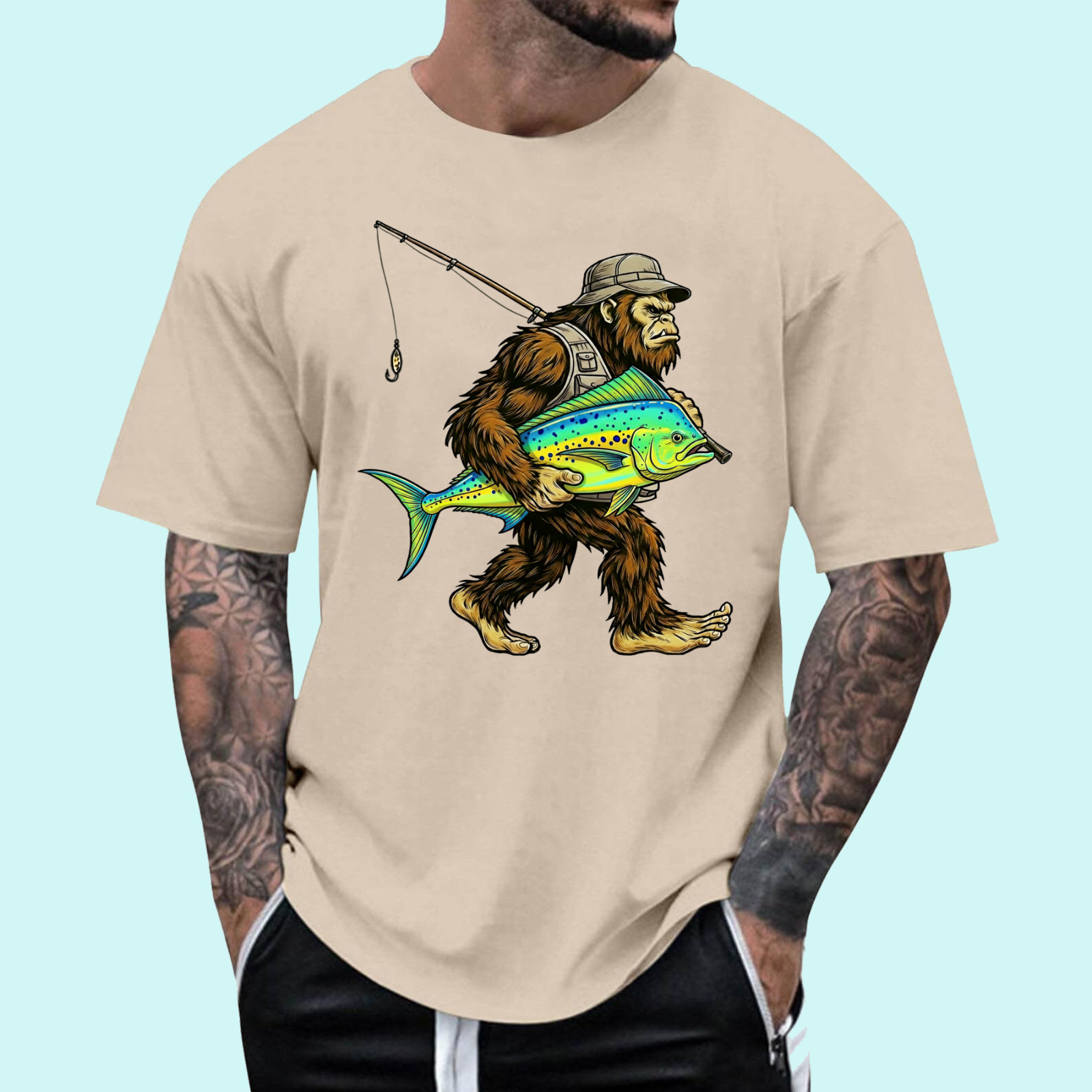 Mahi-Mahi Bigfoot Fisherman Saltwater Fishing Sasquatch Performance T-Shirt