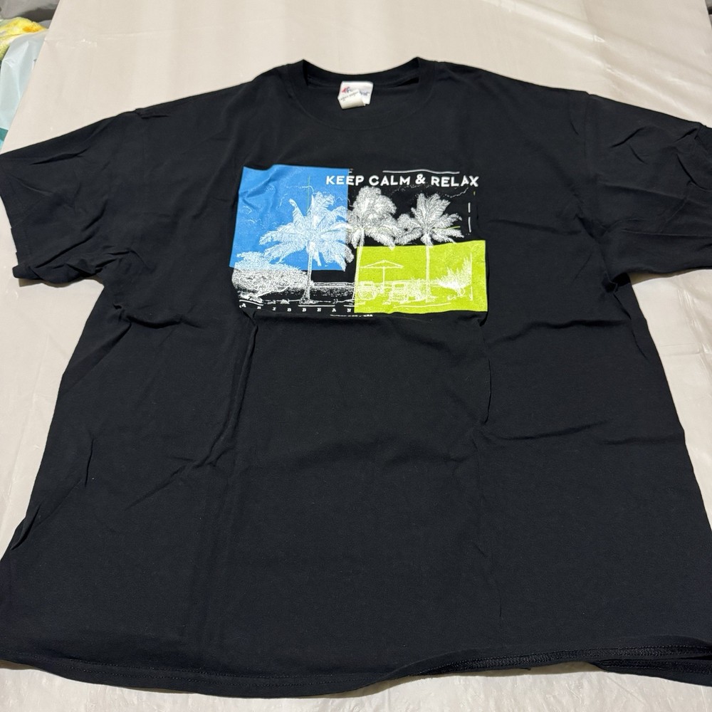 Carnival Cruise Lines Caribbean Keep Calm & Relax T- shirt Unisex XL Black