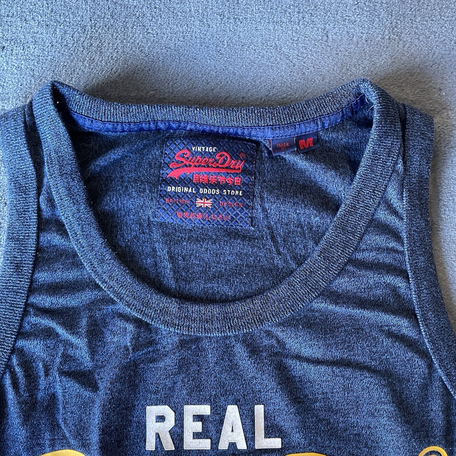 Vintage Super Dry Japan Blue Tank Top Size Medium gallery