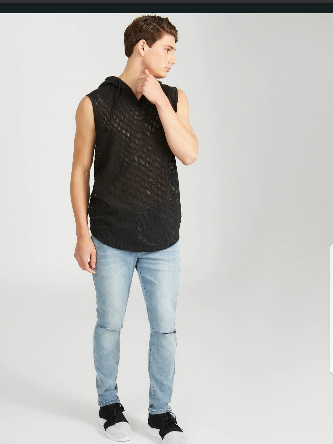 G by Guess See Through Sleeveless T-shirt hooded Tank Mesh Top hoodie Gym shirt gallery