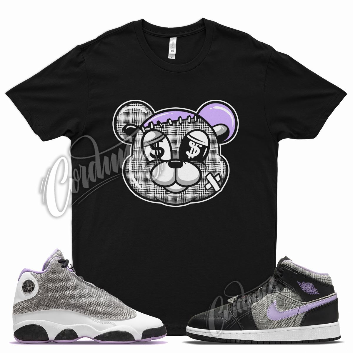 STITCH T Shirt for J1 1 Mid SE GS Houndstooth Lilac Silver Plaid Violet 13 gallery
