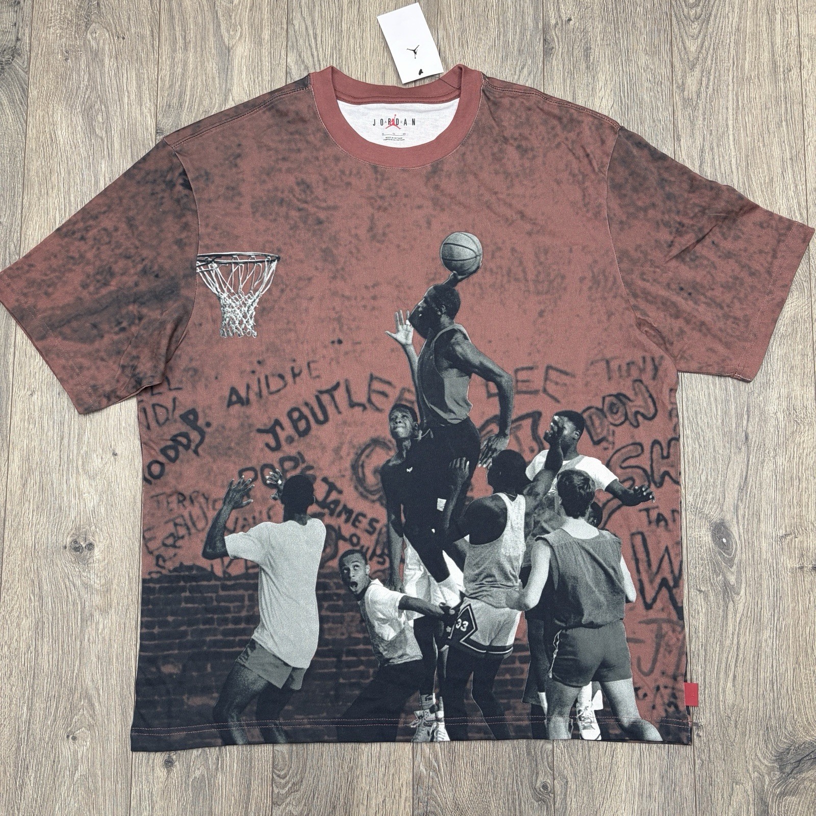 Air Jordan T Shirt Size XL Mens Red Black Graphic Crew 85 Short Sleeve
