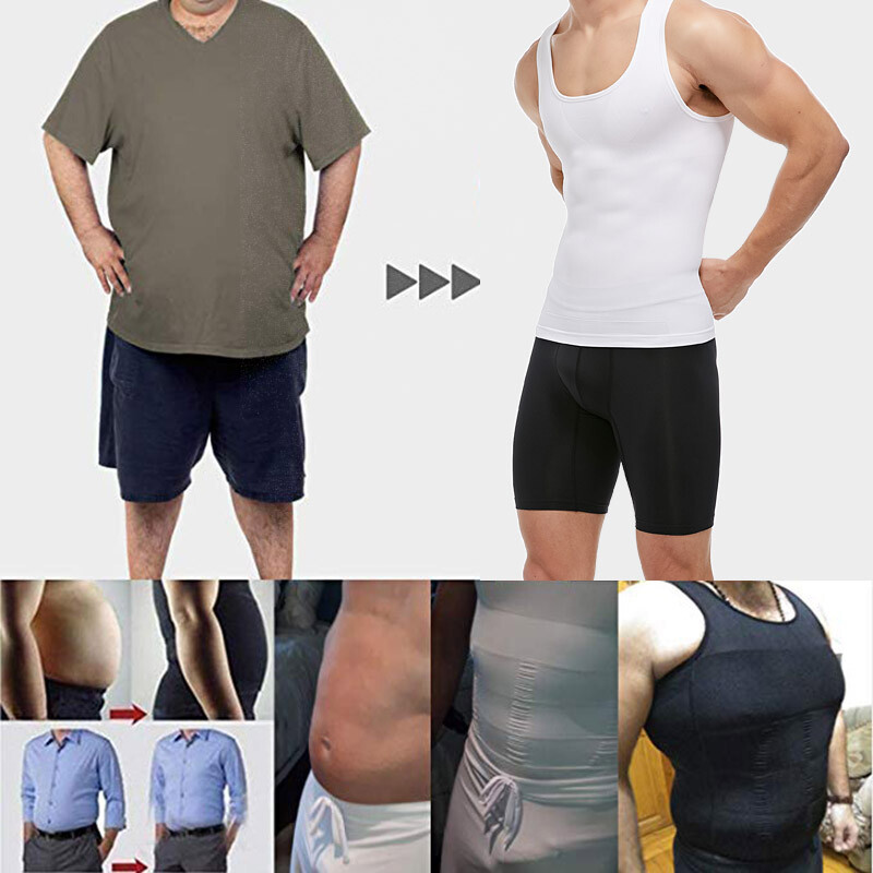 Mens Compression Shirt Slimming Body Shaper Vest Waist Trainer Vests Undershirts gallery