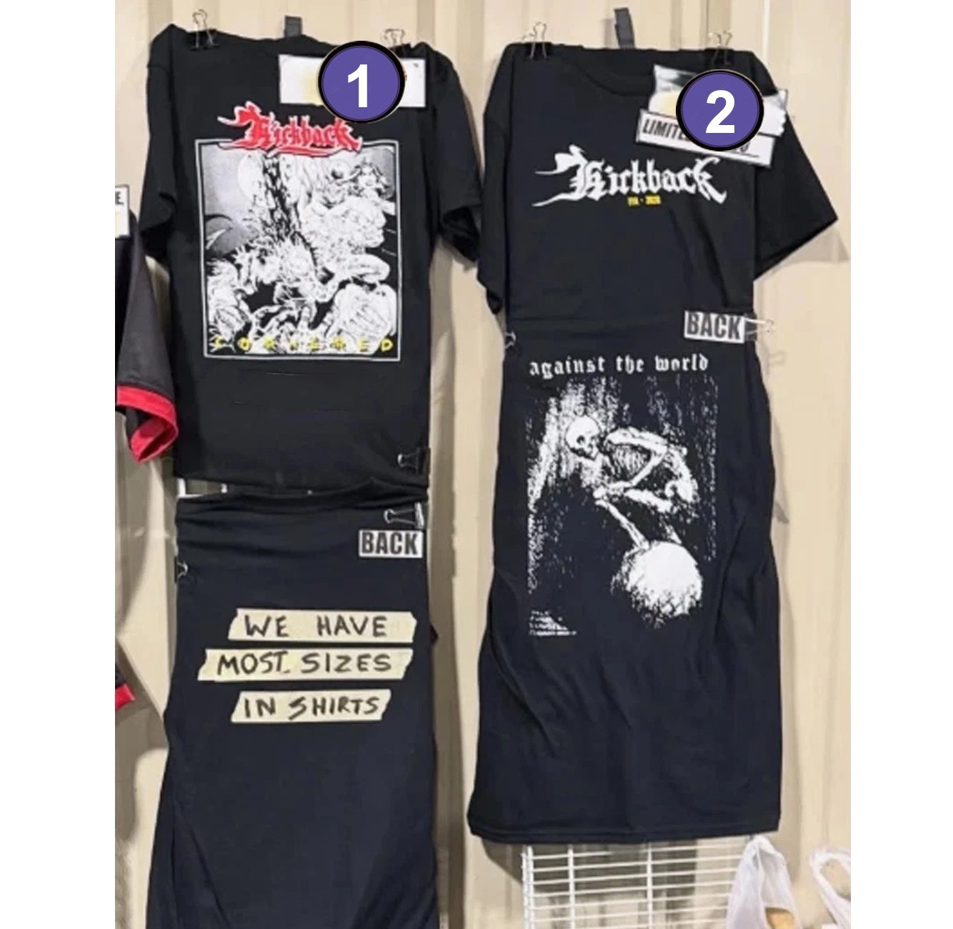 SALE! Kickback Band Lot Cornered & Against The World Hardcore – Shirt Reprint