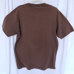 AAA Men Brown Vintage Worn Marcos Graffiti Design Short Sleeve T-Shirt Size L