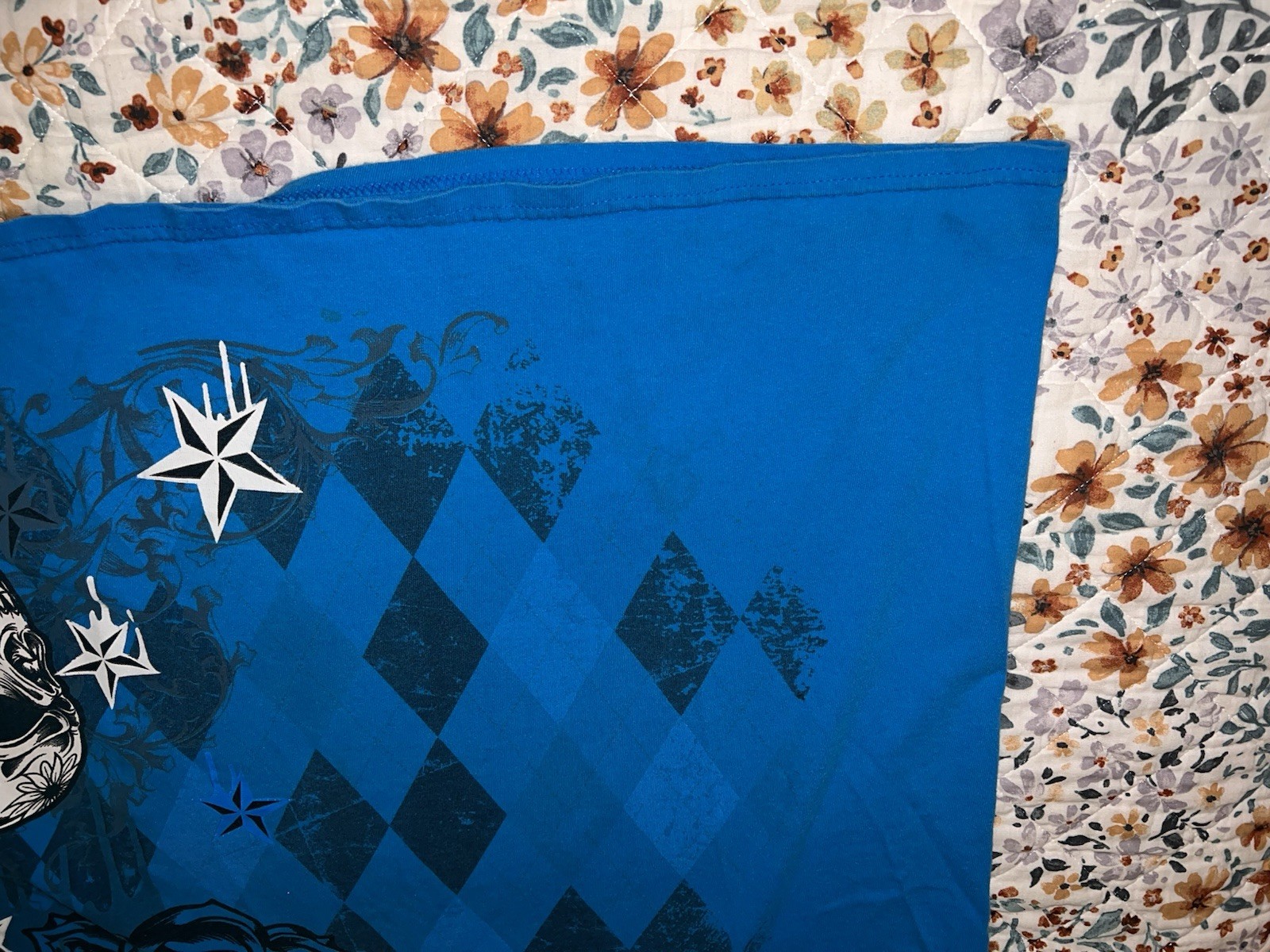 Y2K Big Skulls T-Shirt Size 2XL ?? Blue Argyle Stars See Pics No Tag gallery