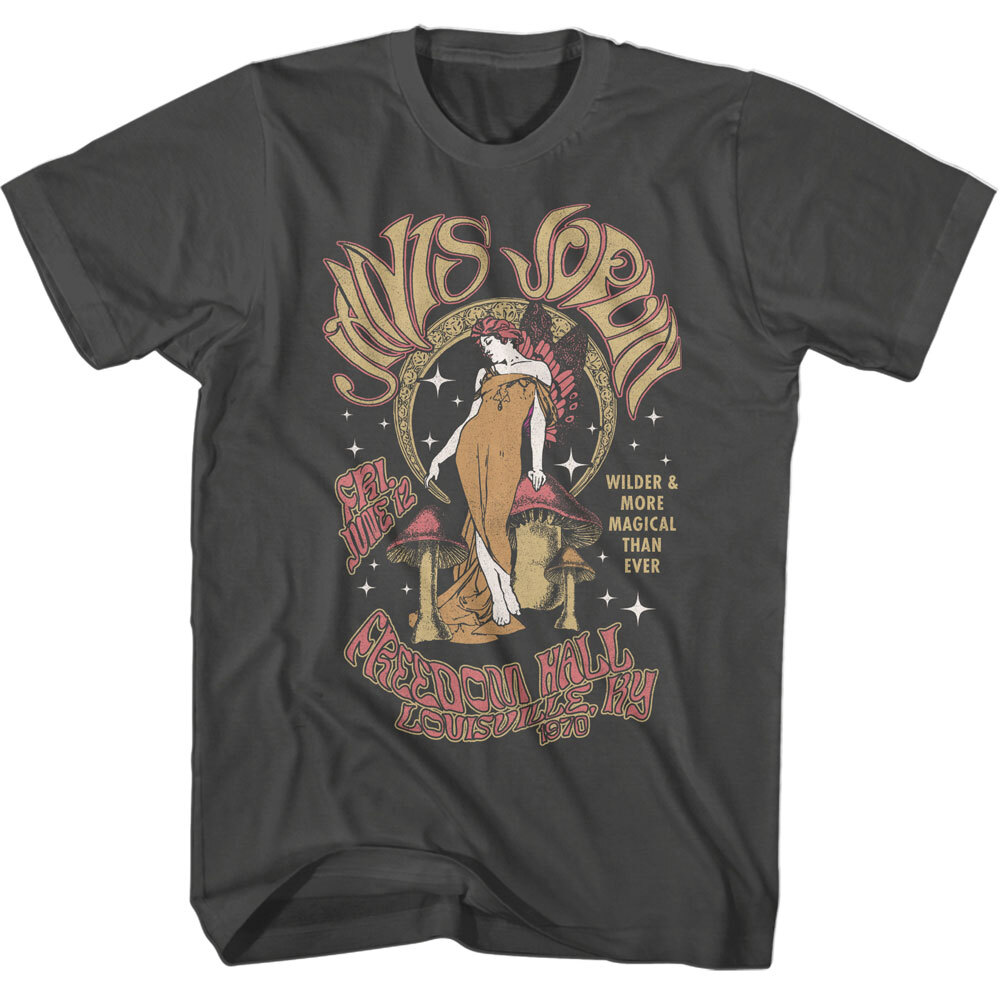 New Janis Joplin T-Shirt Fairy and Moon Classic Rock Mens Vintage Smoke Cotton