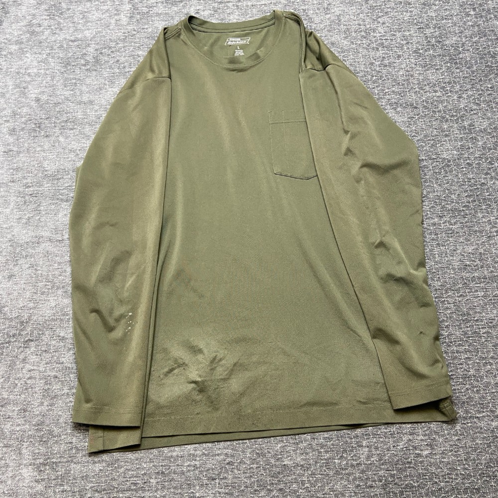 Genuine Dickies T Shirt Mens Large Olive Green Long Sleeve Crew Neck Pullover