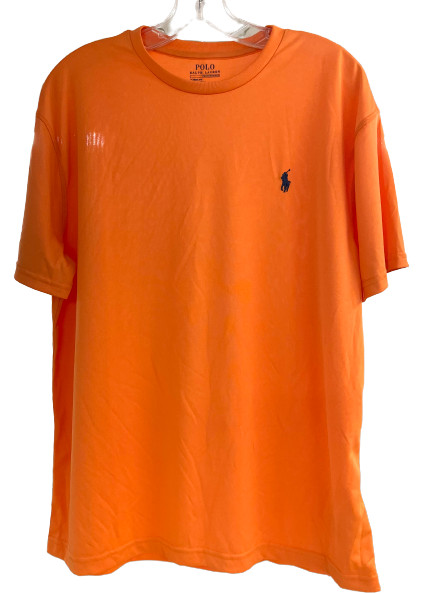 Polo Ralph Lauren Men Classic Fit Orange Polyester T-Shirt Blue Pony Size M
