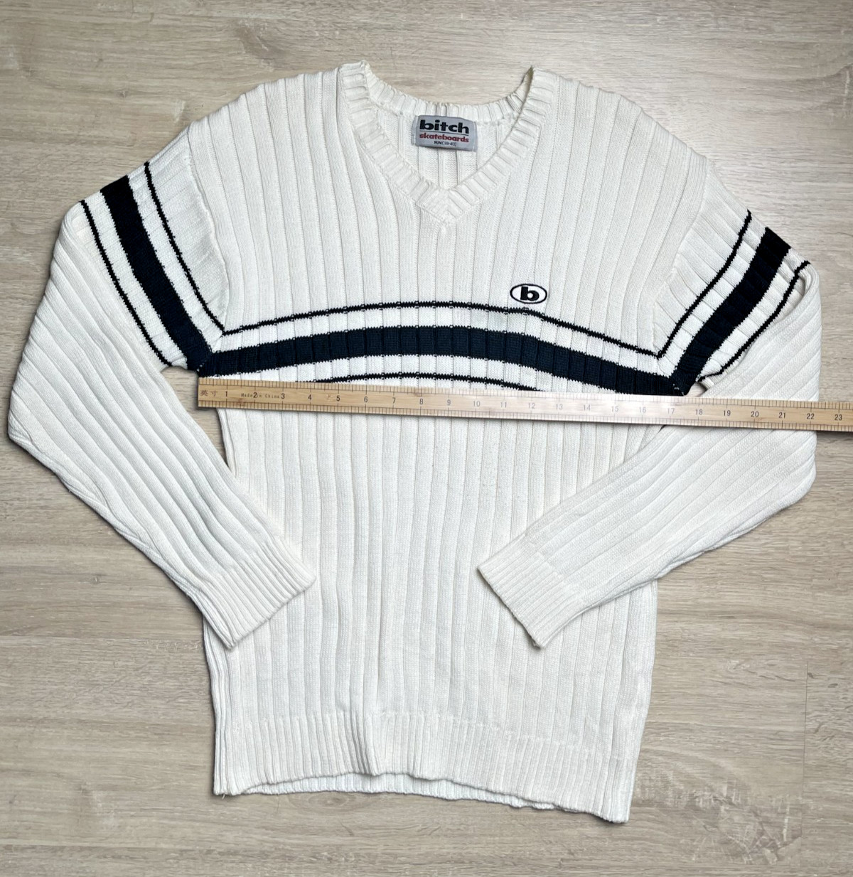 Vintage Bitch Skateboards V-neck knit sweater, Size Medium 90S gallery
