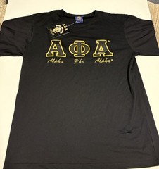 Alpha Phi Alpha Short Sleeve Black Shirt w/ 4″ Greek Twill Letters sz XL NEW