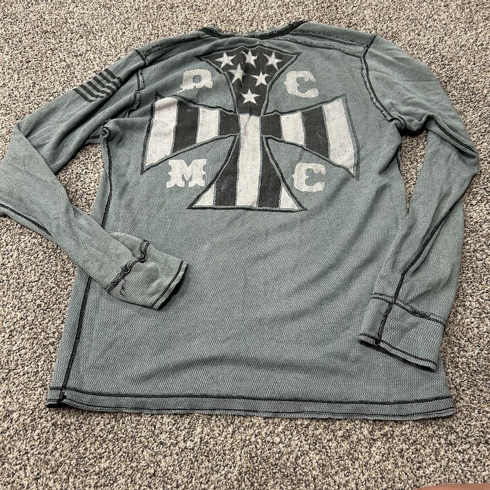 VTG Affliction Reversible Thermal | Winged Eagle & Cross | Y2K Grunge | Size XXL gallery