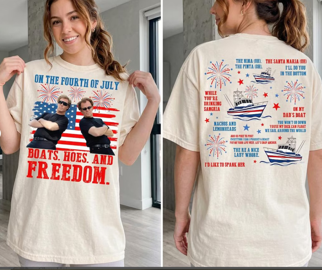 Funny Step Brothers 4th of July Shirt Boats Harbors Freedom Movie 2 Sided Tee gallery