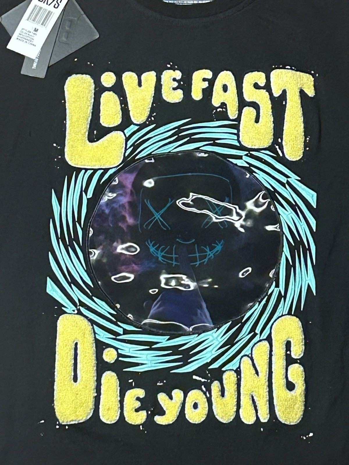 BKYS Live Fast Die Young Graphic T-Shirt Men’s Medium Black Cotton Stretch NWT gallery